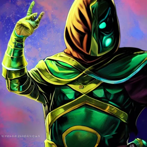 Image similar to Mysterio from Marvel, digital art, painting, trending on ArtStation, 8k, detalied, high quality,