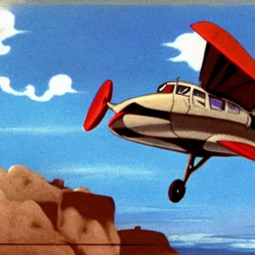 Image similar to “an animation still of a Tempest JN751 flying through the sky in the movie The Rescuers”