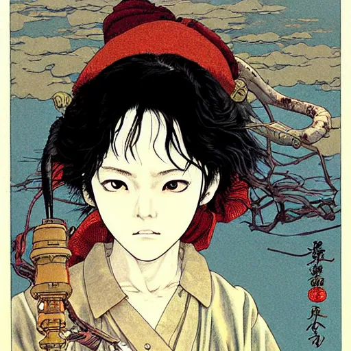 Prompt: prompt : portrait of scavenger painted in miyazaki color style drawn by katsuhiro otomo and takato yamamoto, inspired by fables, china doll face, smooth face feature, intricate oil painting, high detail, sharp high detail, manga and anime 2 0 0 0