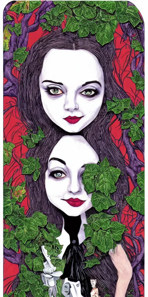 Image similar to alice in wonderland, face, ivy, card, felipe kroll