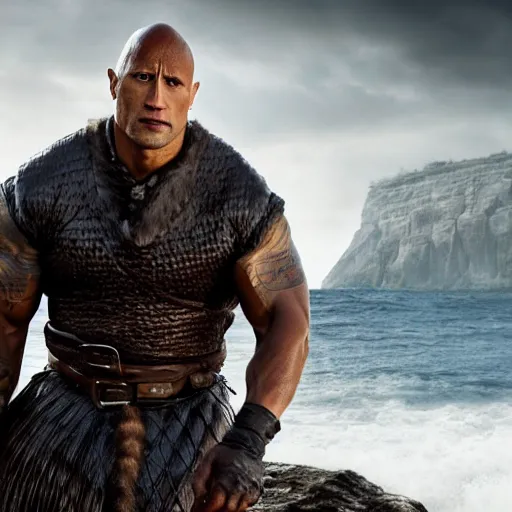 Image similar to dwayne johnson in vikings 4 k quality super realistic