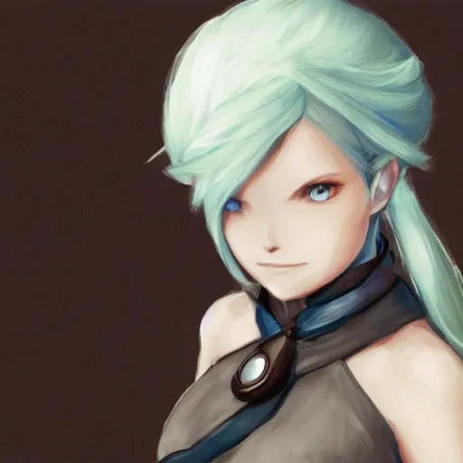 Prompt: female alchemist with short blue hair and a headband, from Bravely Default II, jRPG, videogame, highly detailed, digital painting, artstation, concept art, smooth, sharp focus, beautiful face, expressive eyes, illustration, art by Hiromu Arakawa