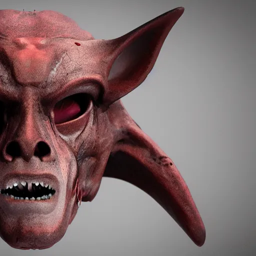 Image similar to a realistic vampire bat steel mask, epic scale, character concept art, face symmetry, intricate accurate details, artstation trending, octane render, cinematic color grading, soft light, rule of thirds, golden ratio, like a professional model, cinematic, 8 k, clear.