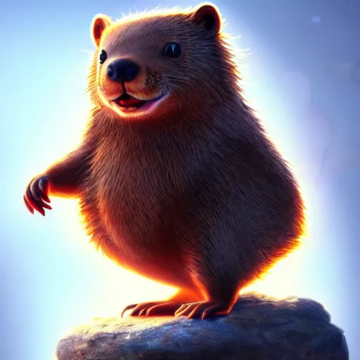 Image similar to the most adorable beaver in the universe, huggy wuggy from poppy playtime video game, fullbody, ultra high detailed, glowing lights, oil painting, greg rutkowski, charlie bowater, beeple, unreal 5, daz, hyperrealistic, octane render, rpg portrait, dynamic lighting, fantasy art, beautiful face