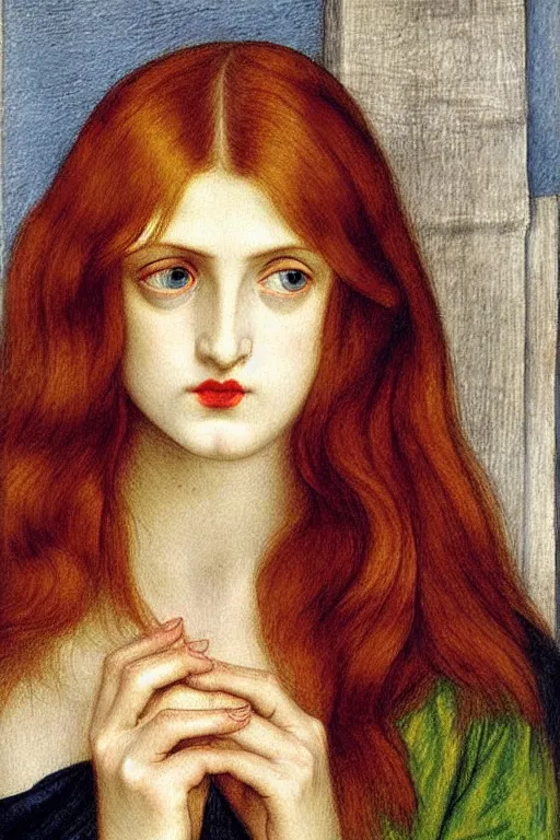 Image similar to poor girl, painting by rossetti detailed art,