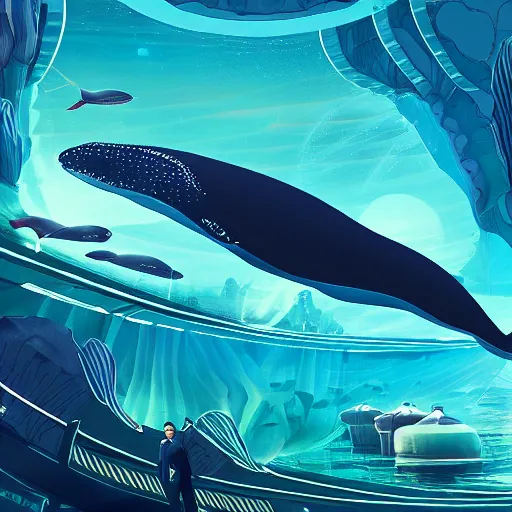 Image similar to a whale city under the ocean on an alien world, sci-fi digital art,