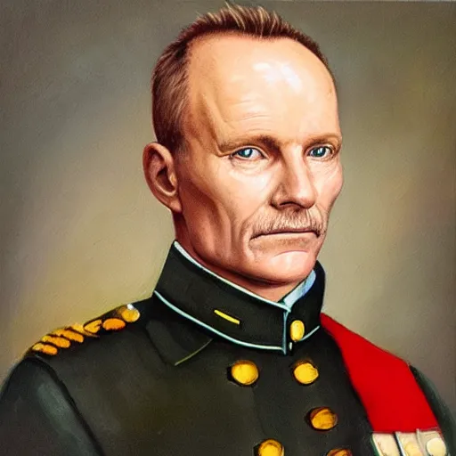 Prompt: “Oil painting of Sting as a World War 1 general, 4k”
