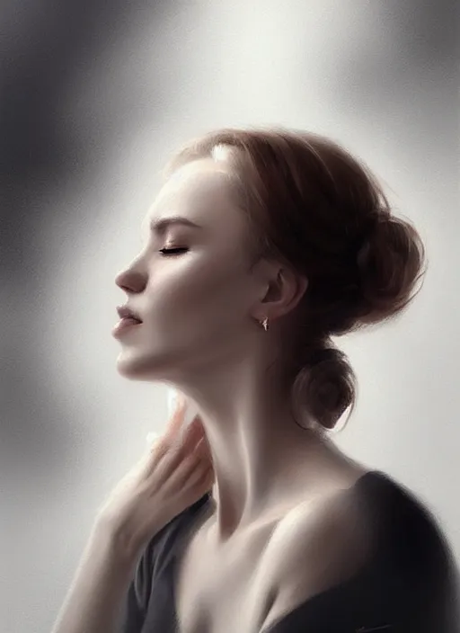 Prompt: portrait of finnish woman vanishhing slowly as an smoke to the air, realistic smoke, elegant, highly detailed, digital illustration, trending in artstation, trending in pinterest, glamor pose, concept art, smooth, sharp focus, art by artgerm and greg rutkowski