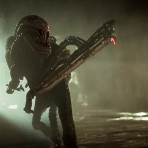 Image similar to a cinematic fill still from a 2015 horror movie aliens are sighted in Las Vegas, directed by Wes Craven, shallow depth of focus