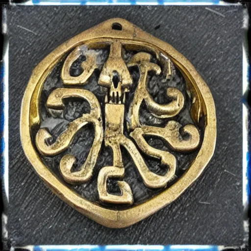 Prompt: magical freezing talisman, ancient symbols, rabbit skull motif
