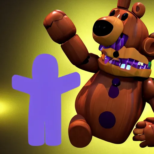 Image similar to Freddy Fazbear punching a purple security guard, HD, 4k image, realistic