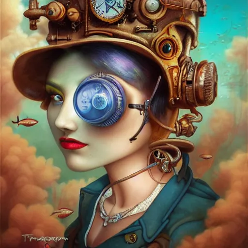 Prompt: Underwater Steampunk portrait, Pixar style, by Tristan Eaton Stanley Artgerm and Tom Bagshaw.