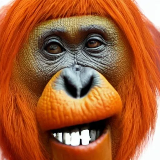 Image similar to Orange with Orangutan face