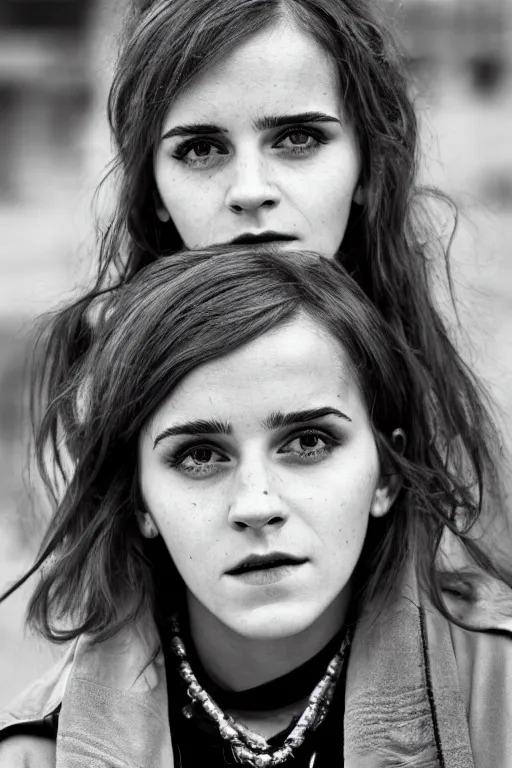 Image similar to Photo of Native Russian woman Emma Watson, portrait, skilled homeless, realistic, detailed, Emma Watson, photorealism, Sony A7R