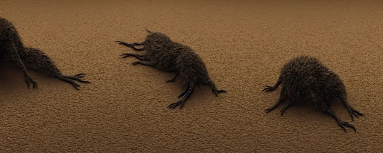 Image similar to a strange creature lies on the floor in the home room, film still from the movie directed by Denis Villeneuve with art direction by Zdzisław Beksiński, close up, telephoto lens, shallow depth of field, beautiful detailed intricate insanely detailed octane render, 8K artistic photography, photorealistic