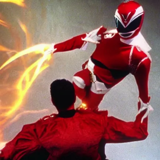 Image similar to power rangers villain german suplexing the red ranger