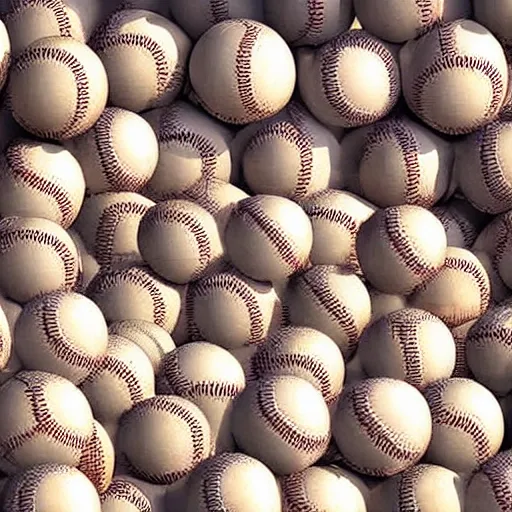 Image similar to beautiful tidal wave of baseballs, 4k, surreal