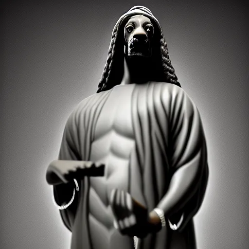 Prompt: marble statue of snoop dog, 4 k trending on artstation, portrait