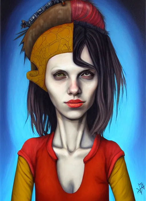 Prompt: a portrait of a pretty sewer punk young lady by aaron jasinski