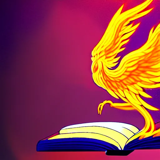 Prompt: A render of a phoenix reading a book | Detailed | HD | Digital Art | 2018 | Modern | DC | Color | Glossy | 3D | Raytraced | Award Winning | Artstation | Trending | Viral | Colorful | Amazing | Cute | Artistic | Soft Lighting | Cell Shader | Lovely | Fanart | Soft | Artwork