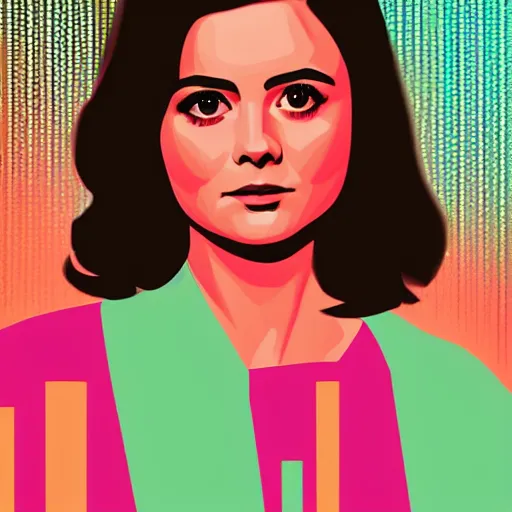 Prompt: a portrait of jenna coleman in retro colors, synthwave style, 2 d digital vector art