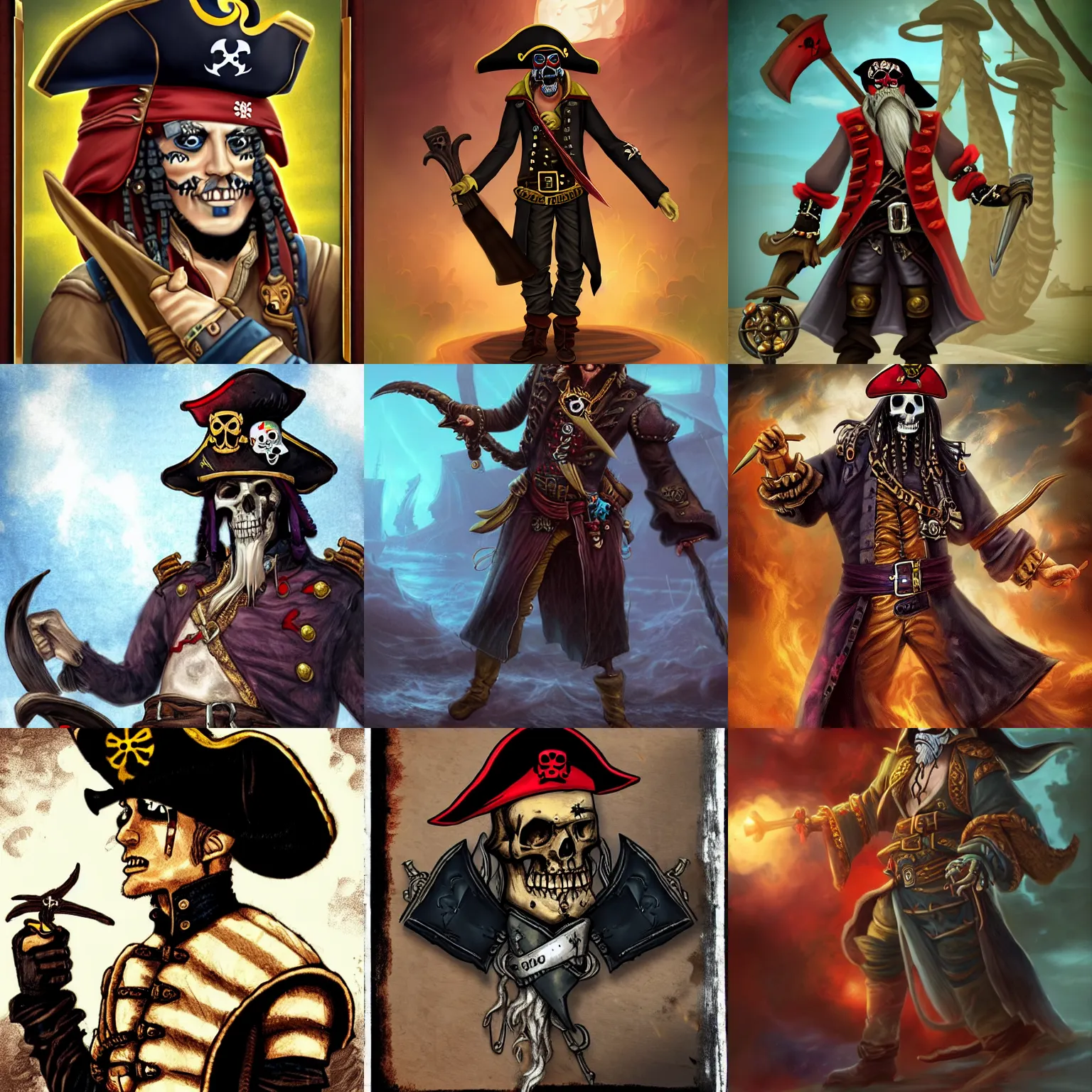 Prompt: a necromancer pirate captain