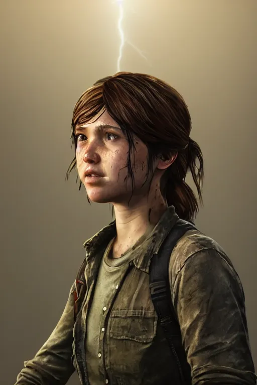 Prompt: portrait art of ellie from the last of us part 2, 8 k ultra realistic, digital art, character portrait, highly detailed, trending on artstation, lens flare, atmosphere, hyper realistic, cinematic lightning, sharp focus, unreal engine 5, extreme details perfect face, pretty face, fine - face, illustration, 8 k, ultra texture, masterpiece