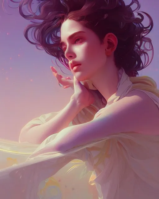 Image similar to emily rajtkowski, vaporwave, highly detailed, digital painting, artstation, concept art, smooth, sharp focus, illustration, art by artgerm and greg rutkowski and alphonse mucha