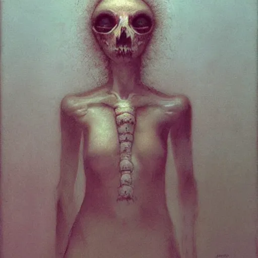 Image similar to Cute necromancer girl by Rutkowski Beksinski