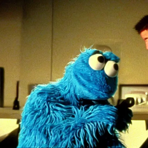 Image similar to Film still of Cookie Monster in the Matrix (1999)