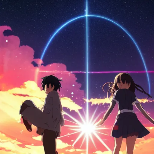 Image similar to a dark night sky with stars, in the style of the anime movie your name, 4 k,