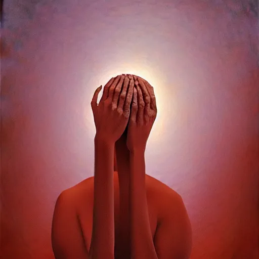 Image similar to a silent prayer like dreamers do. by jeffrey smith, zdzisław beksinski oil on canvas