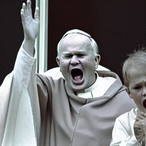 Image similar to john paul ii screaming at child