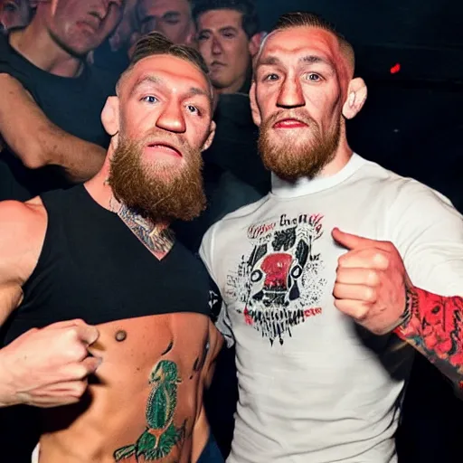 Prompt: conor mcgregor dancing at a nightclub in italy with ivan drago