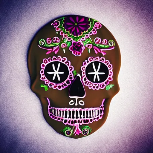 Prompt: “sugar skull in chocolate, studio lighting, 3D”