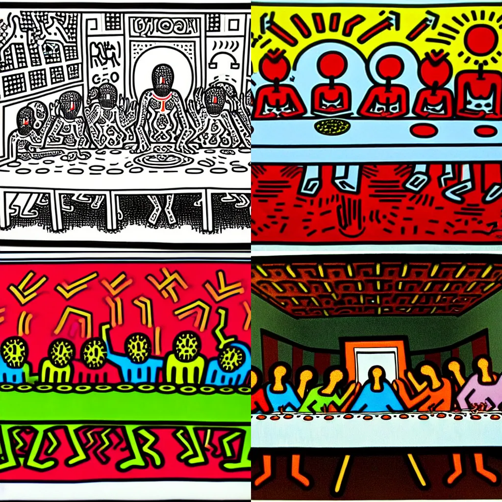 Image similar to The last supper, by Keith Haring