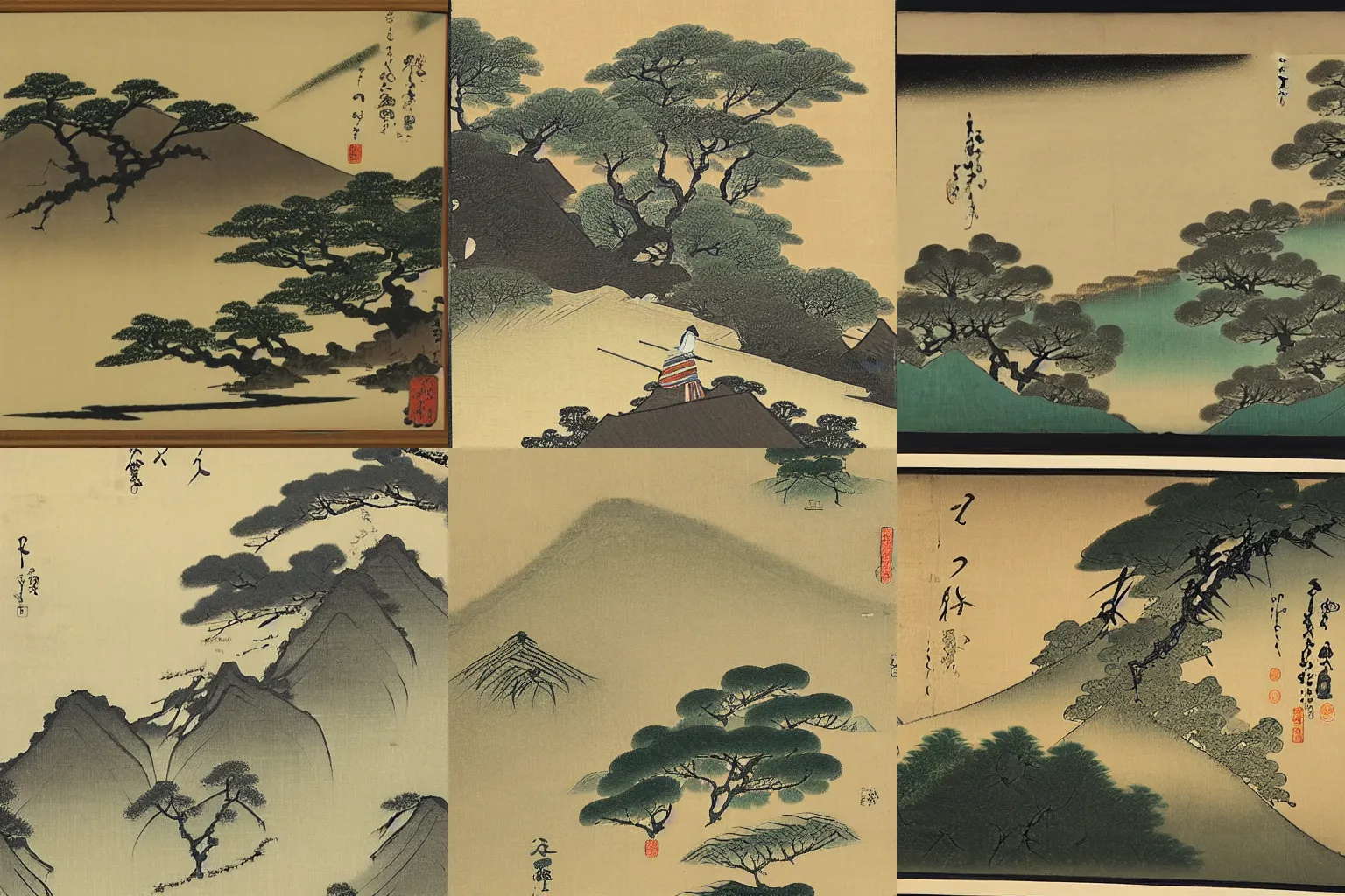 Prompt: landscape by shiokawa bunrin, 1 9 th century # nihonga