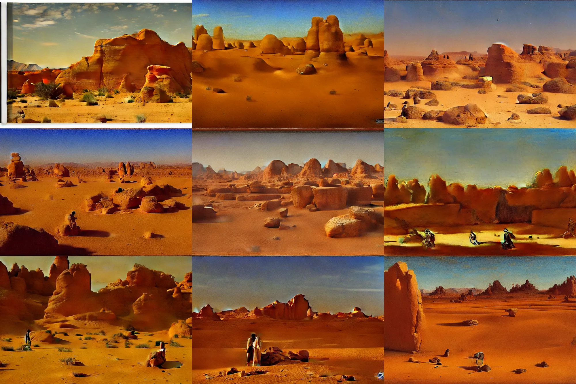 Prompt: wide-angle long shot, detailed realism, desert landscape, art by Jean-Leon Gerome