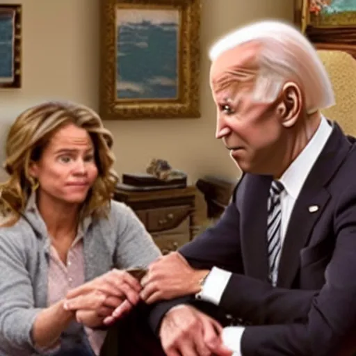 Prompt: a still from movie up crossover with the liar joe biden