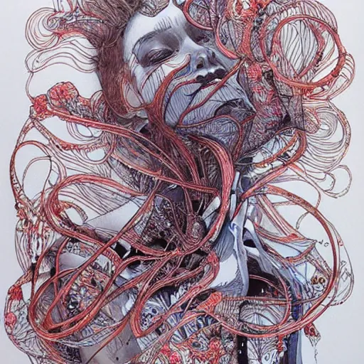 Image similar to pour painting art, watercolor, pen and ink, intricate lines, elegant, extreme detail, smooth, sharp focus, art by james jean