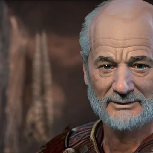 Image similar to bill murray as the protagonist of god of war, screenshot