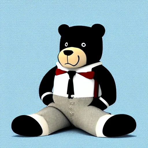 Image similar to a cartoon bear wearing a tuxedo, cinematic, realistic