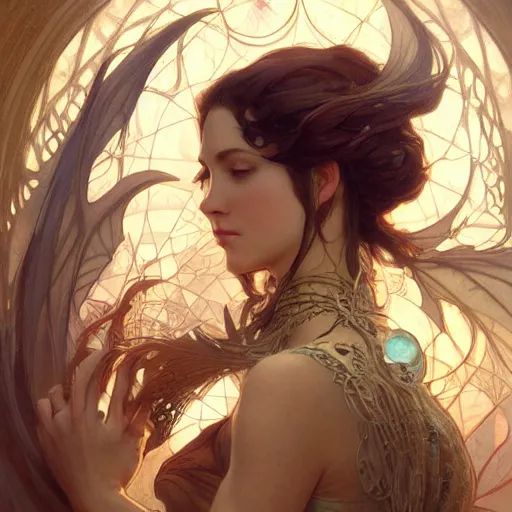 Image similar to transcendental creature, D&D, fantasy, intricate, elegant, highly detailed, digital painting, artstation, concept art, smooth, sharp focus, illustration, art by artgerm and greg rutkowski and alphonse mucha