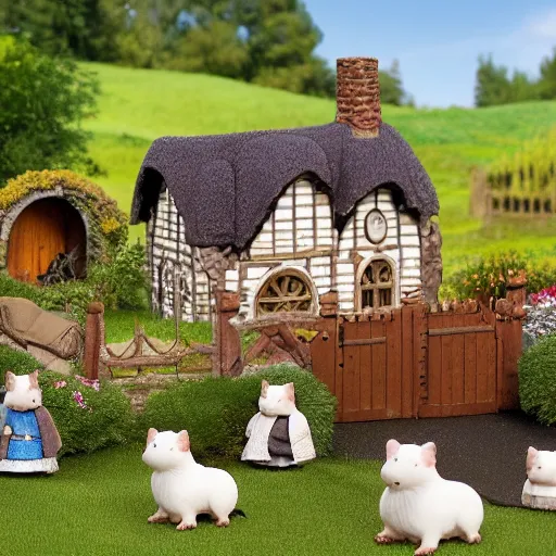 Image similar to lord of the rings calico critters in front of bilbo baggins house