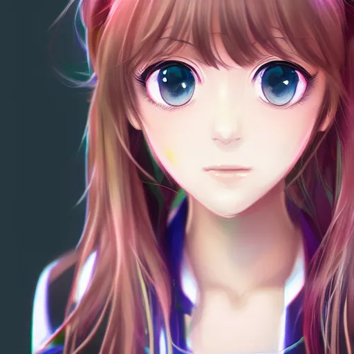 Image similar to full headshot portrait of Monika from Doki Doki Literature Club, drawn by WLOP, by Avetetsuya Studios, anime manga panel, trending on artstation