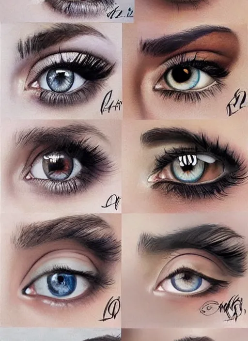 Image similar to style sheets, portraits of a stunningly beautiful eyes, all styles combined and multiplied