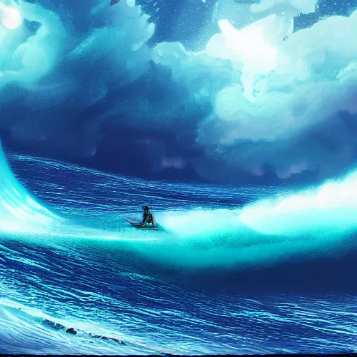 Image similar to space wave surfer, digital art, trending on, matte painting