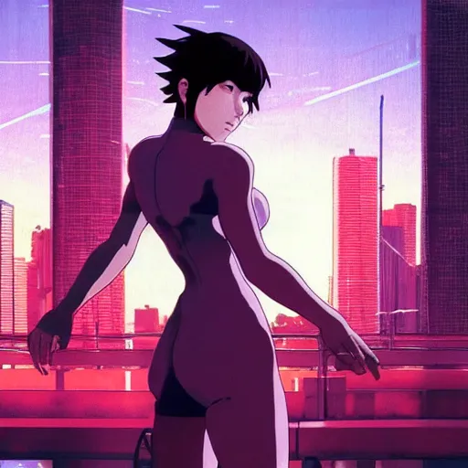 Image similar to “ghost in the shell, by Makoto Shinkai”