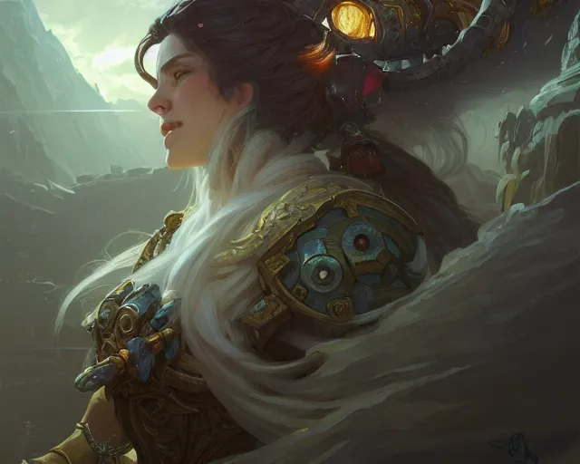 Image similar to a dreadnought, deep focus, d & d, fantasy, intricate, elegant, highly detailed, digital painting, artstation, concept art, matte, sharp focus, illustration, hearthstone, art by artgerm and greg rutkowski and alphonse mucha