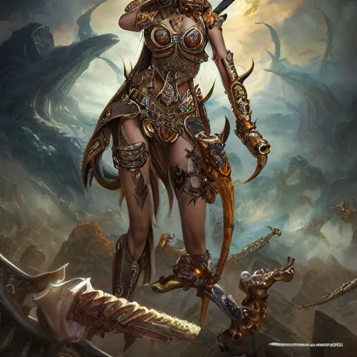 Image similar to k - pop girl warhammer by michael cheval, peter mohrbacher, boris vallejo, jessica rossier, insane details, intricate, elite, ornate, elegant trend, highly detailed and intricate, sharp focus, photography, unreal engine, trending on artstation, photorealistic, octane, hyper detailed, trending on deviantart,